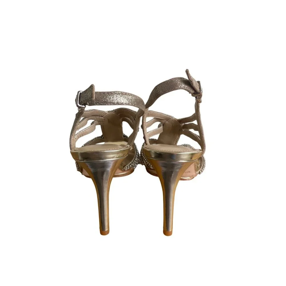 Antonio Melani Marnee Sandals‎ 9M Strappy Rhinestone Slingback Leather Upper NEW